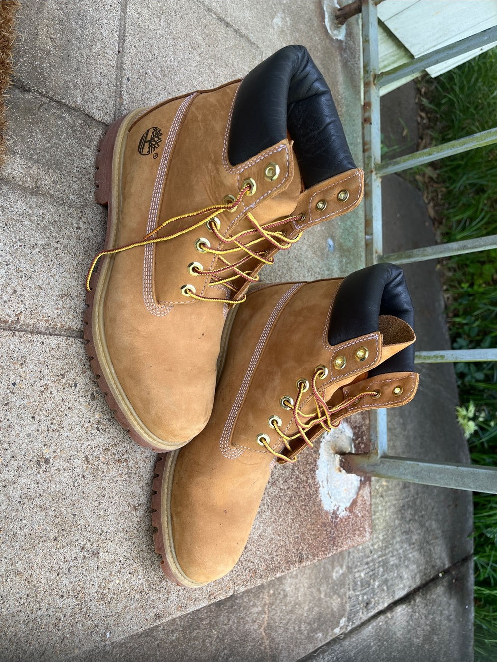 Timberland Wheat Nubuck Work Boots with Black Collar
